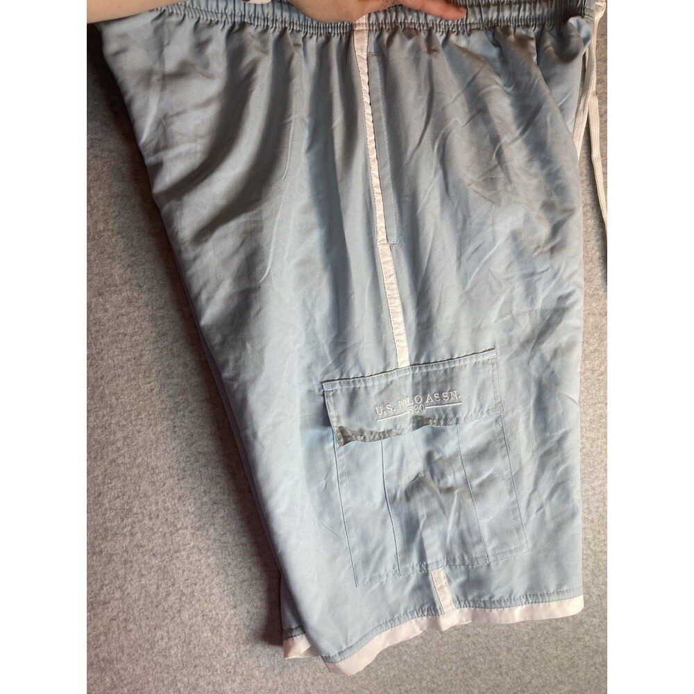 u.s. polo assn. M Sz L Swim Trunks Board Short Lined Light Blue Stripe Pony - Picture 6 of 10